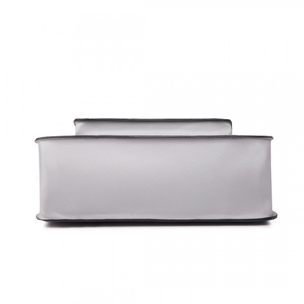 LT1665 - Miss Lulu Plain Leather Look School Work Satchel Grey LT1665 - Miss Lulu Plain Leather Look School Work Satchel Grey